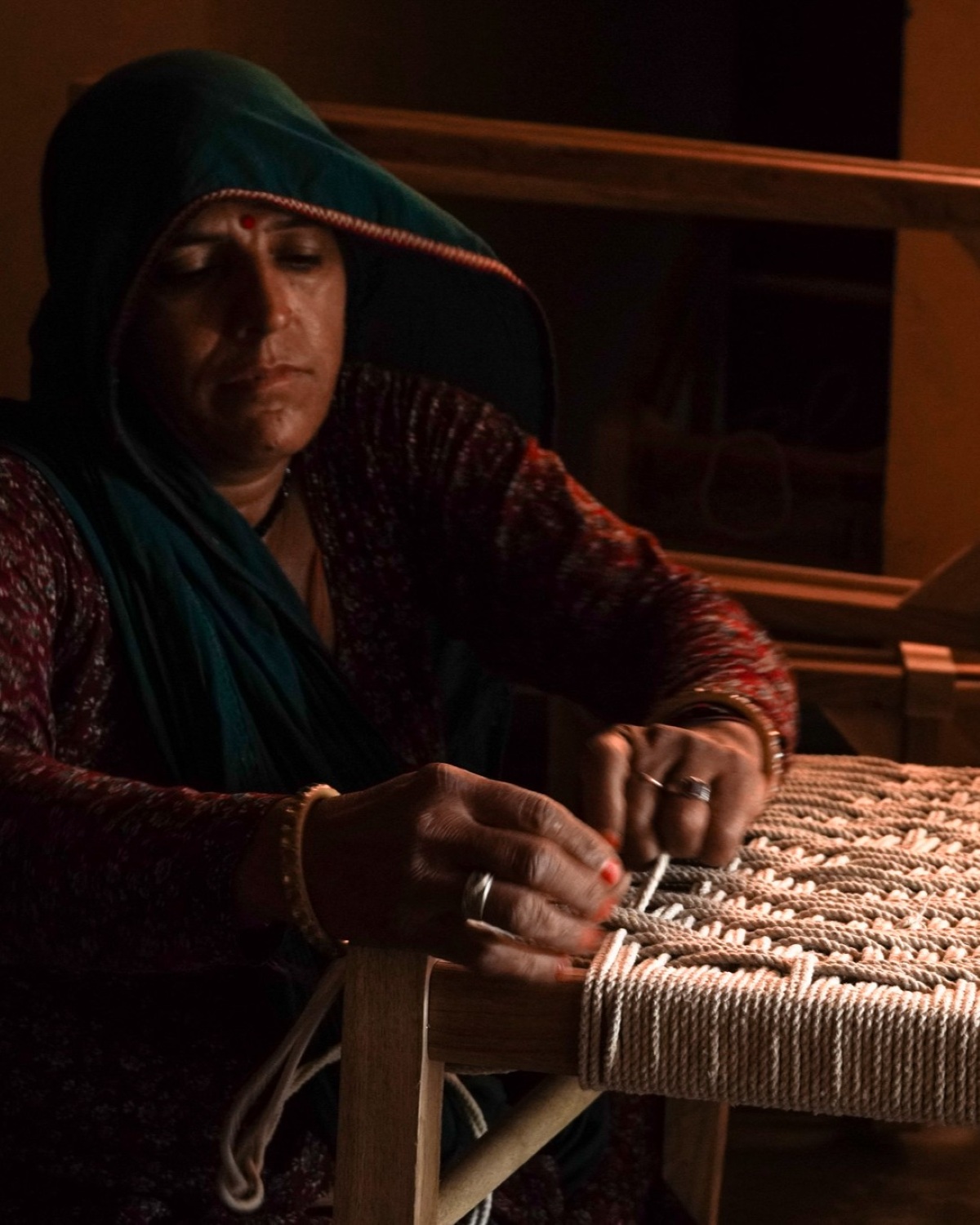 Gayatri, a weaver in Bagru